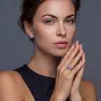 Blush Halo Moissanite Stud Earrings