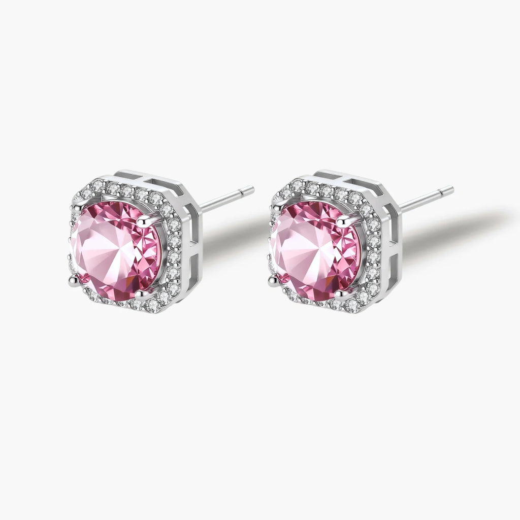 Blush Halo Moissanite Stud Earrings
