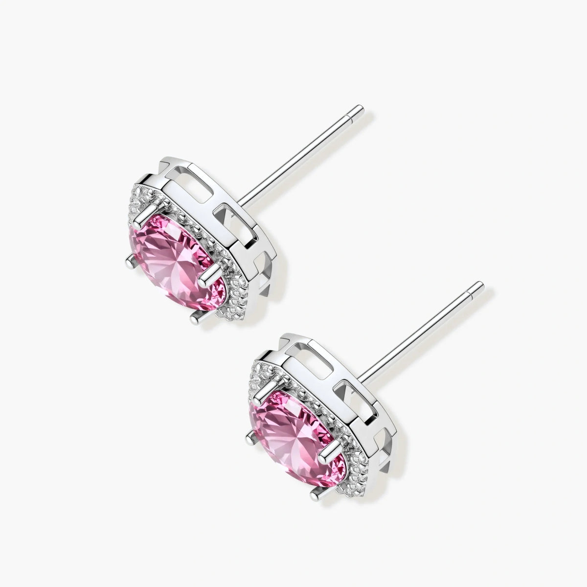 Blush Halo Moissanite Stud Earrings