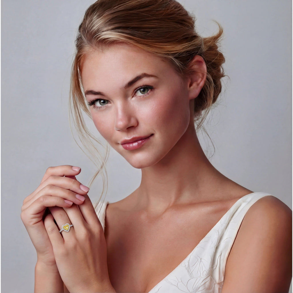 Golden Heart Halo Ring